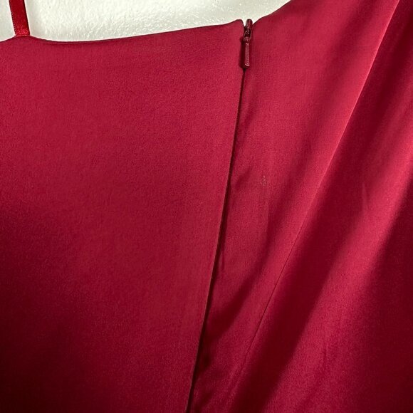MAC DUGGAL One-Shouder Bow Satin Midi A-Line Dress in Deep Red Size US 8 - Picture 7 of 9